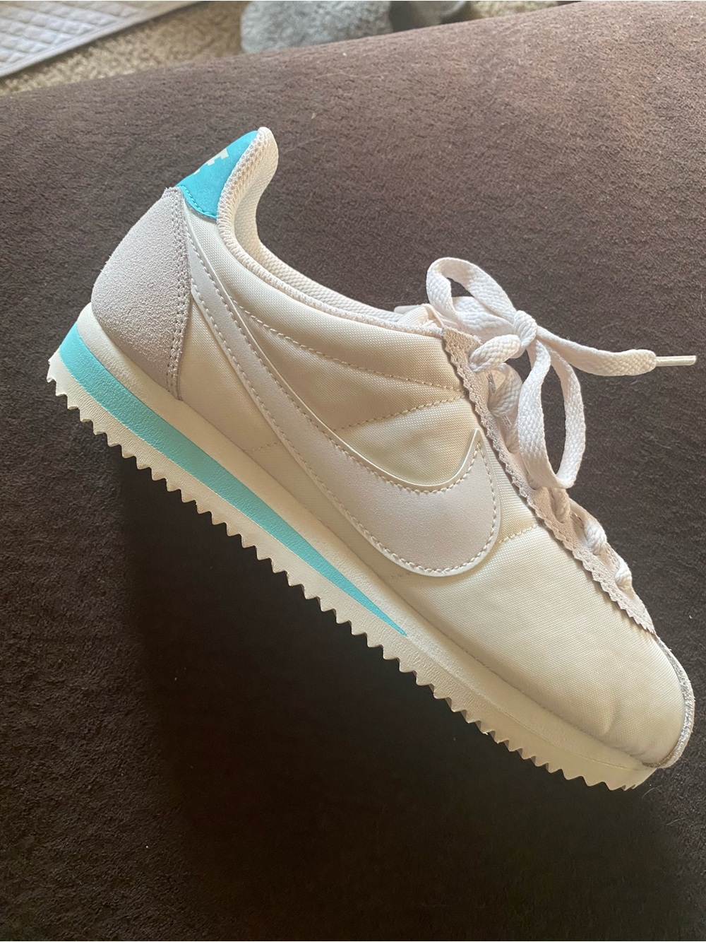 Nike Women’s Cortez Runner Sneaker - White with Teal Accent
